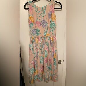 Vintage Lilly Pulitzer Pink Floral Silk Dress White Label 6